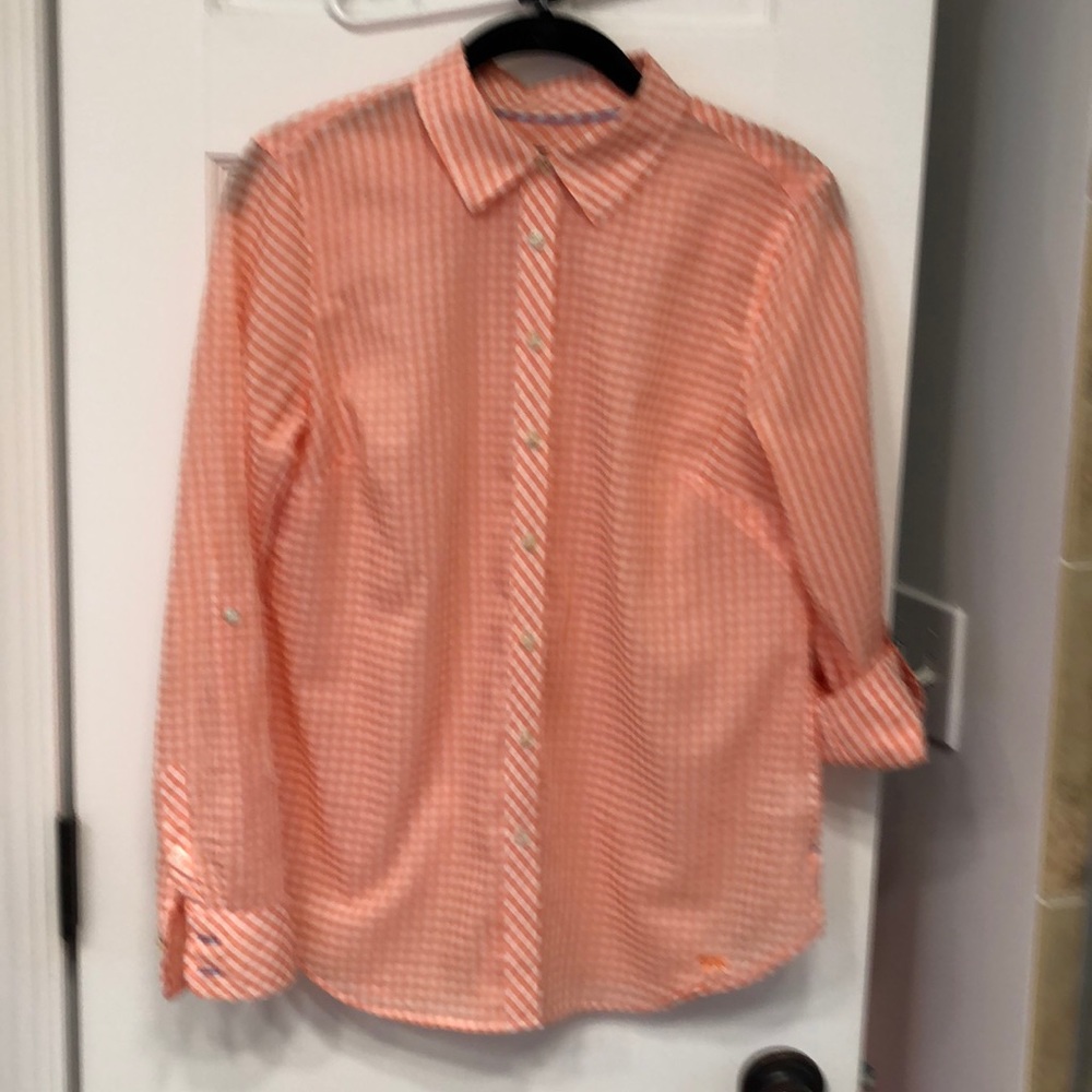 Talbots Orange plaid Button Down